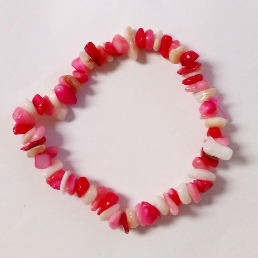 Dark pink, pink and white real stones homemade bracelet 💗